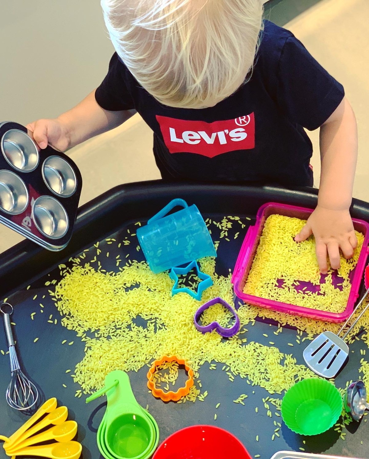 Sensory Play with Rice!